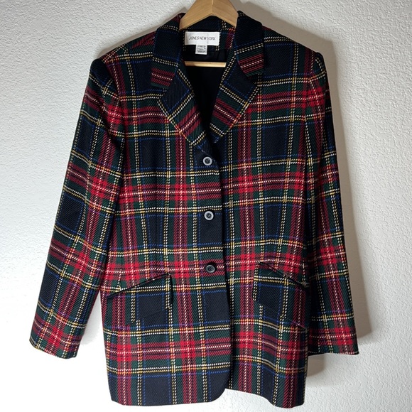 Jones New York Tartan Plaid Wool Blazer - Picture 1 of 11